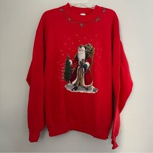 Vintage 90’s Santa clause old Saint Nick embroider crewneck sweatshirt